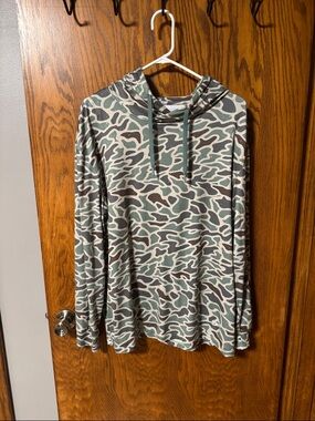 BURLEBO Camo Pullover Hoodie in Green, Gray & Brown